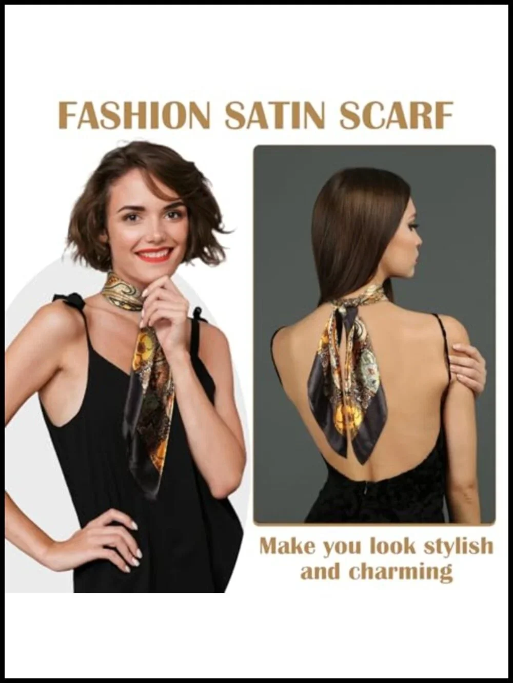 Large Satin Scarf Square Wraps Silk Feel Vintage Bandana for Hair Neck